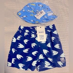 Tom & Teddy Boys Bathing Suit Trunks NWT comes with free hat!